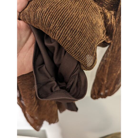 Boston Proper Bronze Metallic Pleated Above the Knee Dress NWT Size 12 - Picture 7 of 9